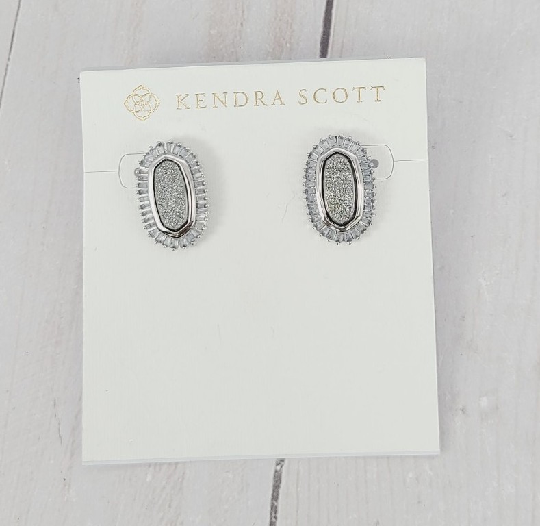 Kendra Scott Baguette Ellie Studs Platinum Drusy