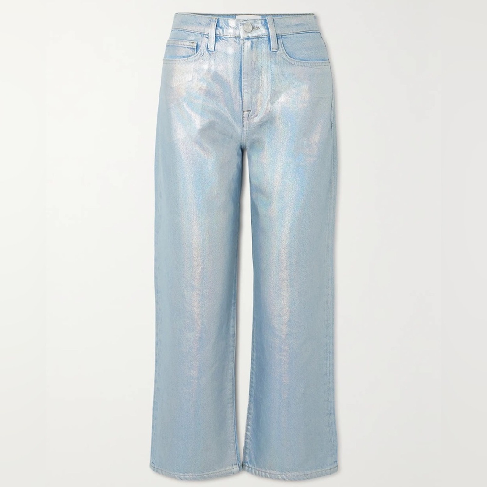 FRAME + NET SUSTAIN Le Jane cropped iridescent high-rise straight-leg jeans 34