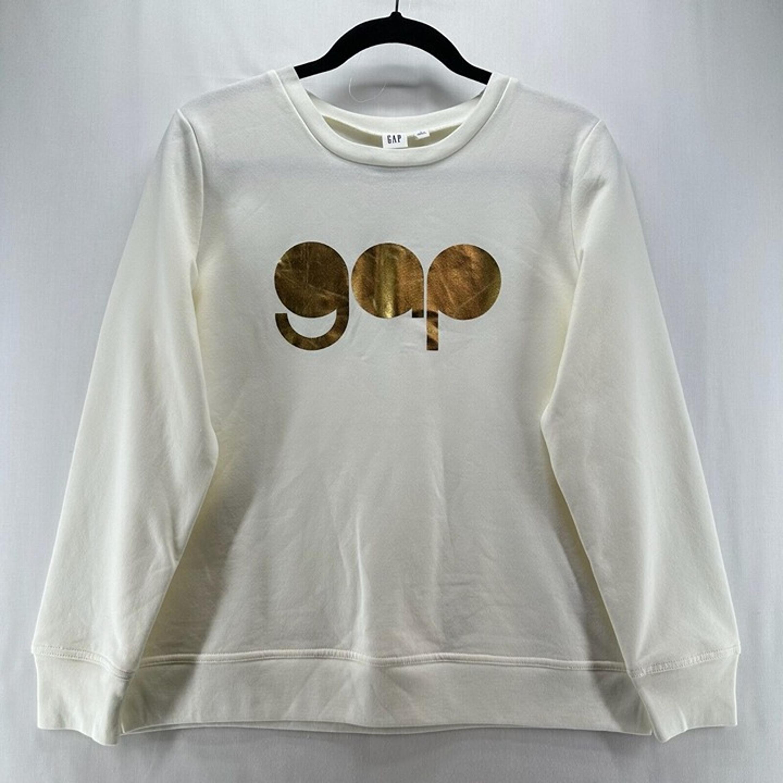GAP Sweatshirt Womens Size S Logo Jumper Crewneck Long Sleeve Pullover Ivory