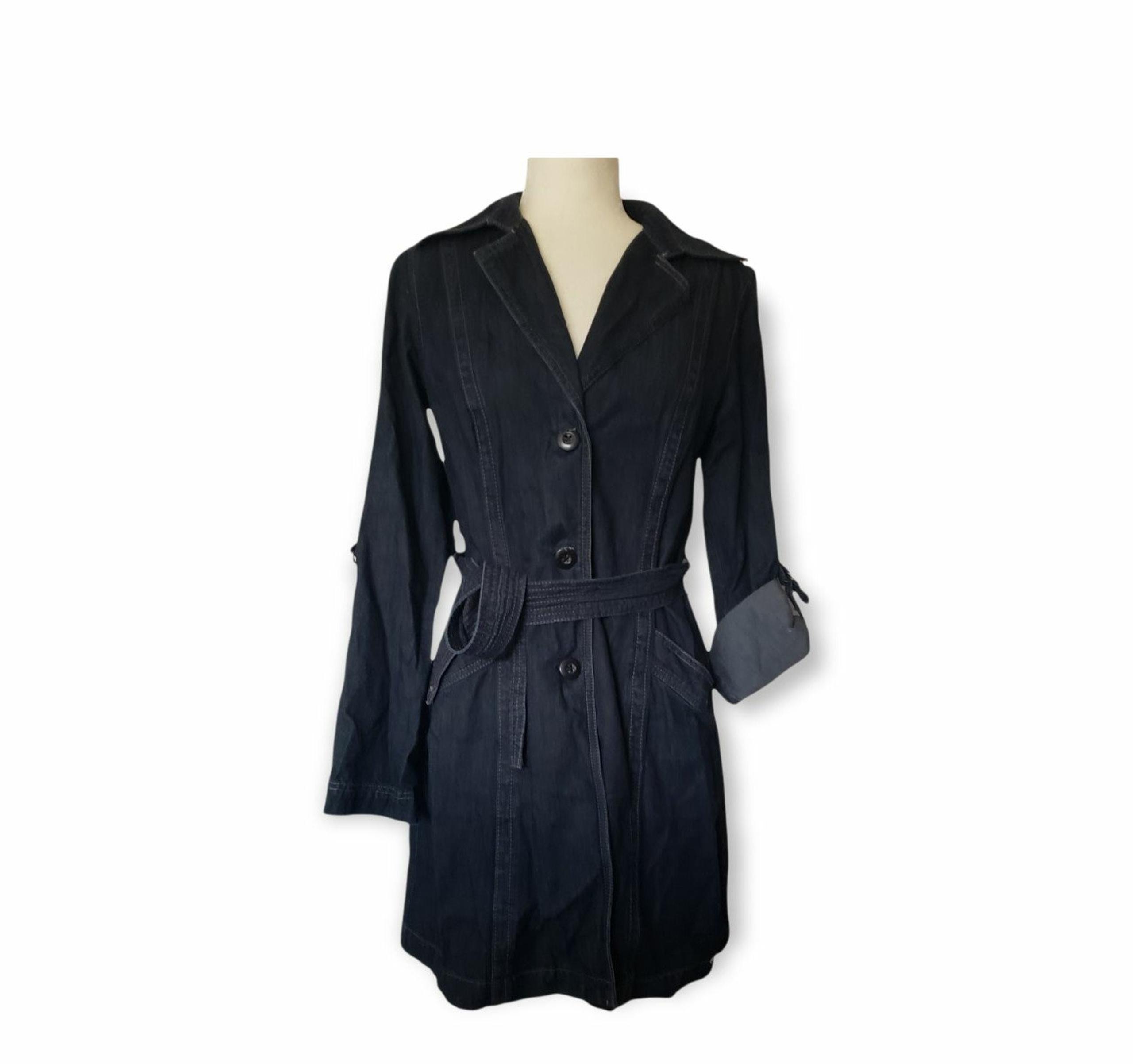 Vintage Converse Trench Coat Denim Jean look size small blue