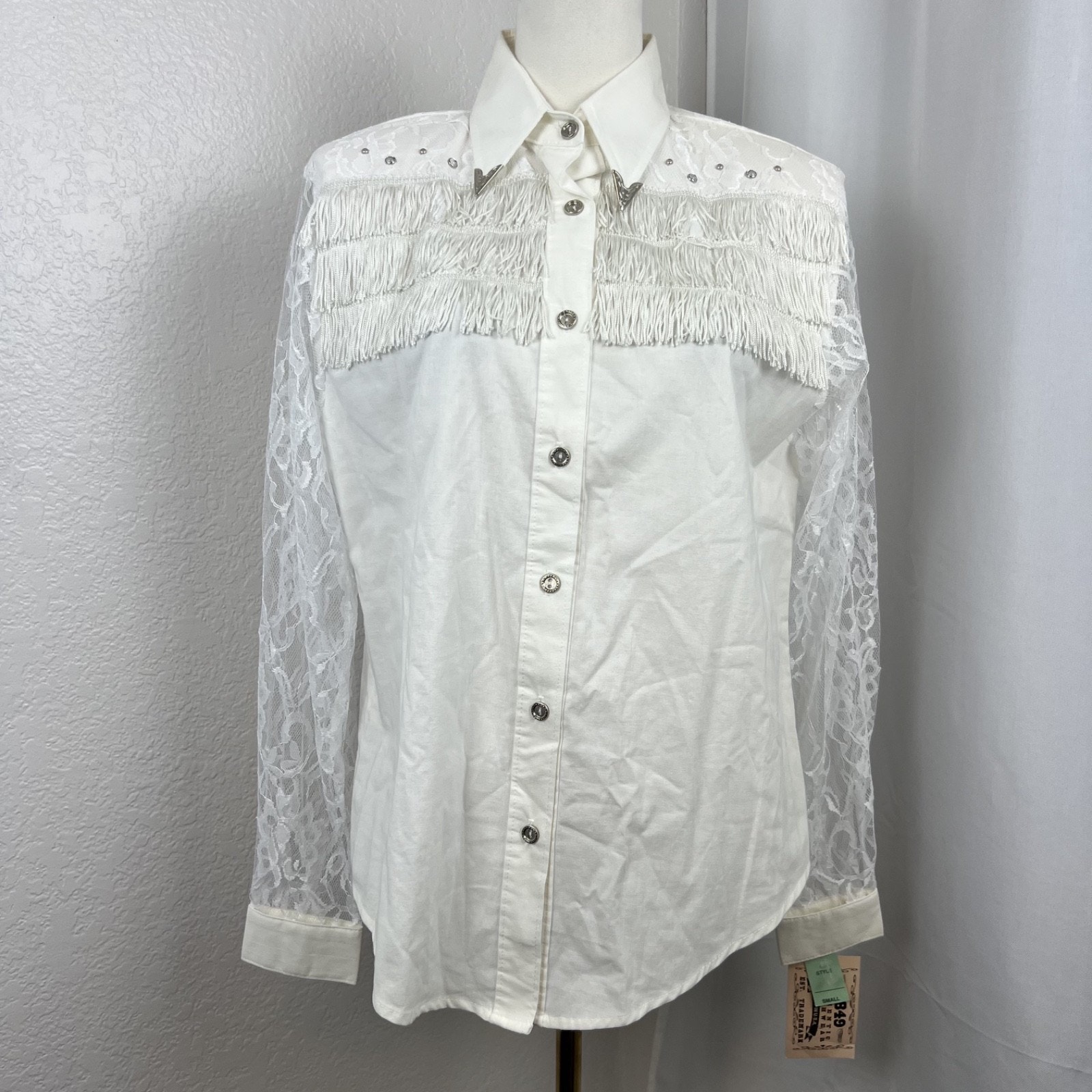 VTG 1849 Authentic Ranchwear Top Womens Small White Western Cowgirl Rodeo Retro