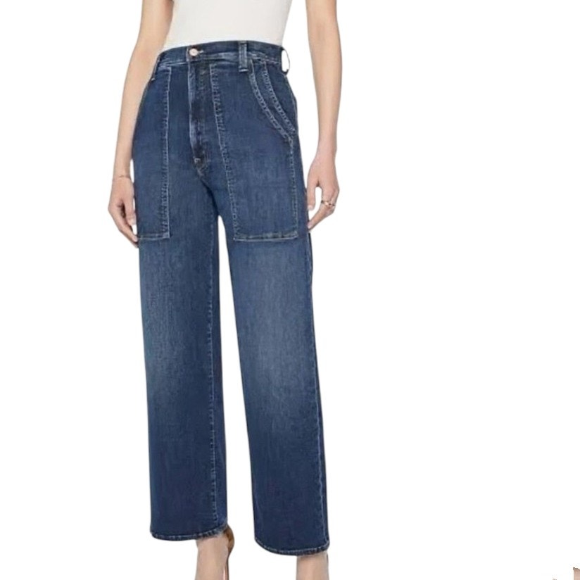 Mother The Quartet Breaker Flood Wash Howdy Medium Wash Double Patch Pocket 27