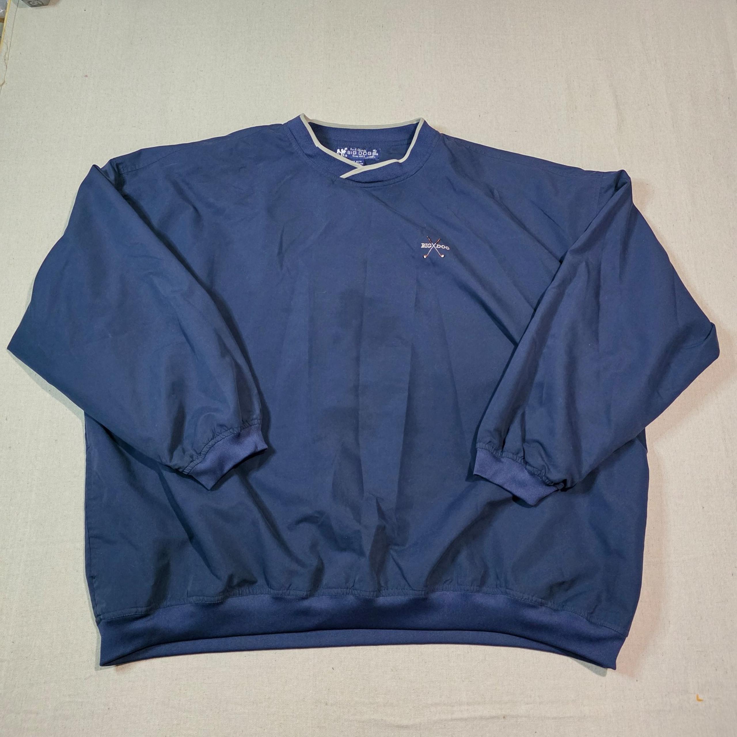 Vintage Big Dogs Golf Pullover Wind Breaker Mens Size XXLarge Navy Blue