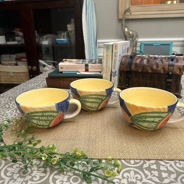 Bella Ceramica Gone Fishing Oversized Ceramic Mugs 3 Piece Statement Style