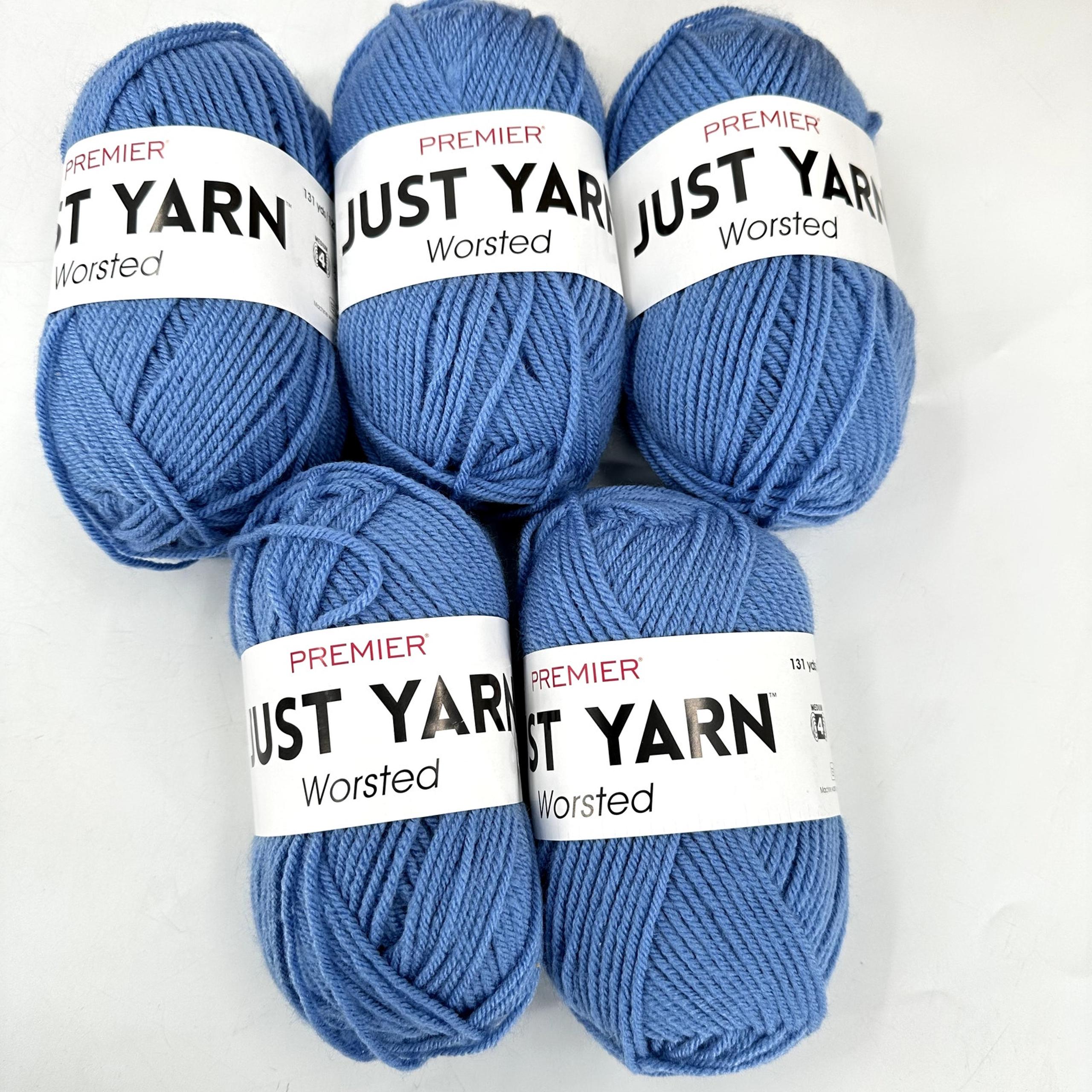 Premier Just Yarn Worsted SKY BLUE #4 Medium 2 oz  5 Skeins