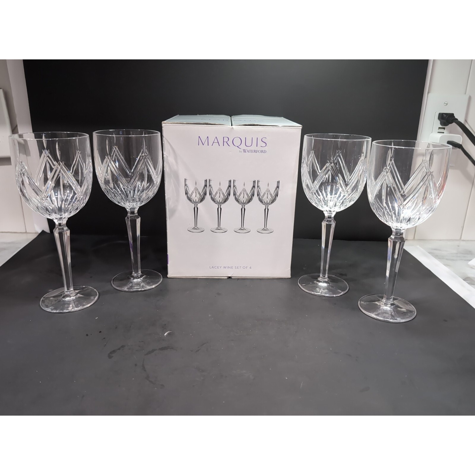 Waterford Crystal Marquis Lacey Wine Glass Set, Set of 4, Elegant Wine Glasses