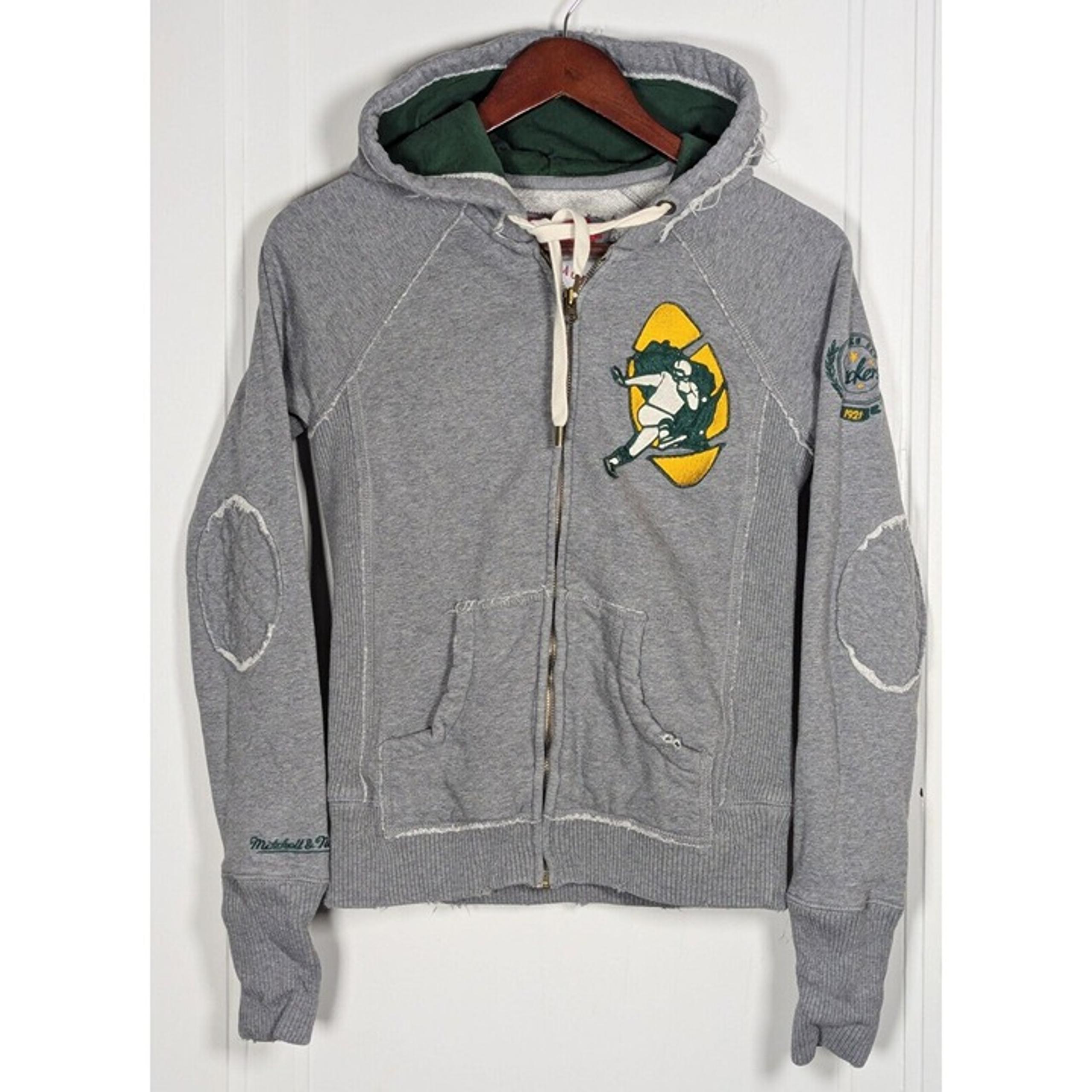 Mitchell & Ness Green Bay Packers Hoodie Throwback NFL Sweatshirt Womens Medium