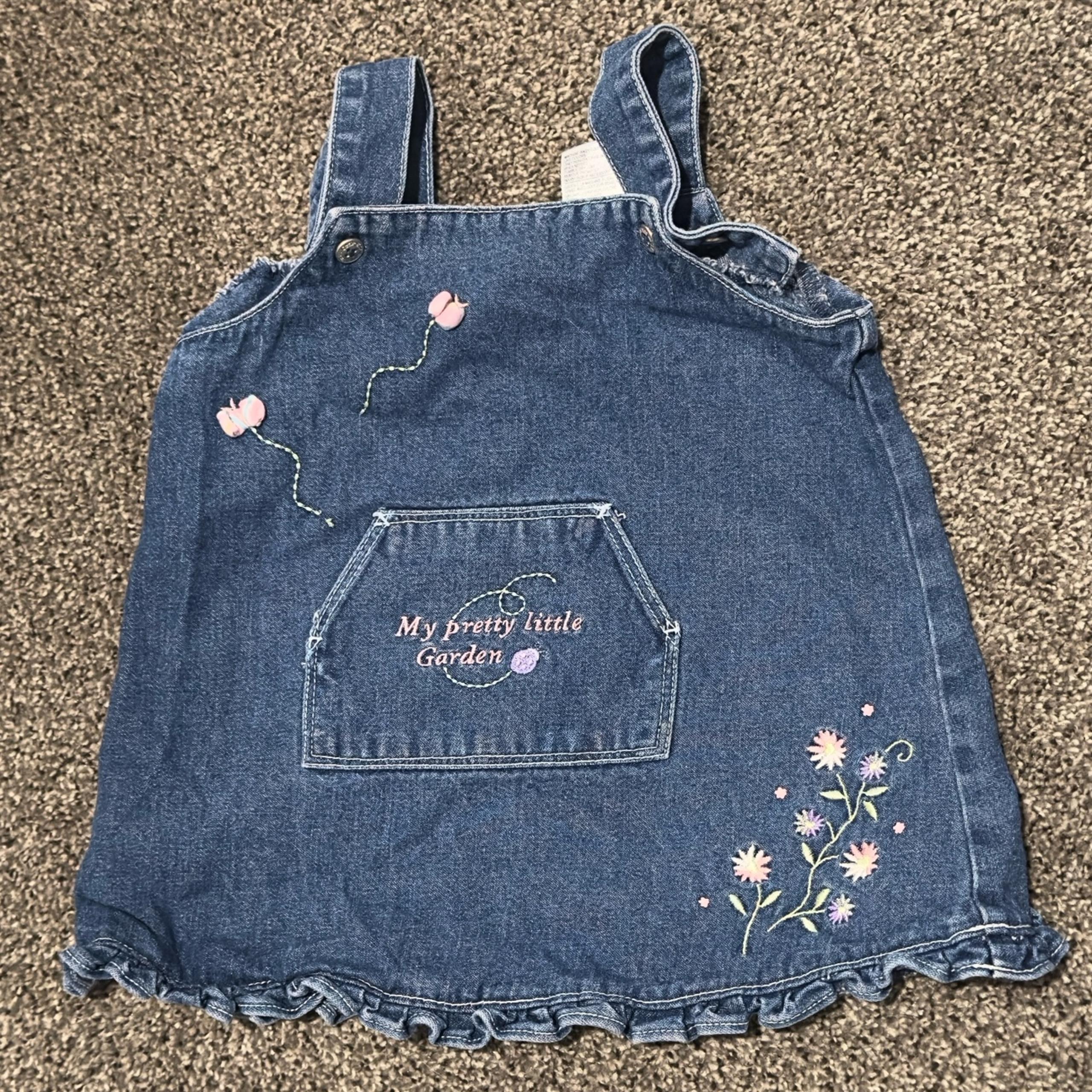 Vintage Cherokee Baby Embroidered Denim Dress Size 6 mo