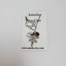 Registered Nurse, Stethoscope Necklace - 925 Sterling Silver Medical Caduceus