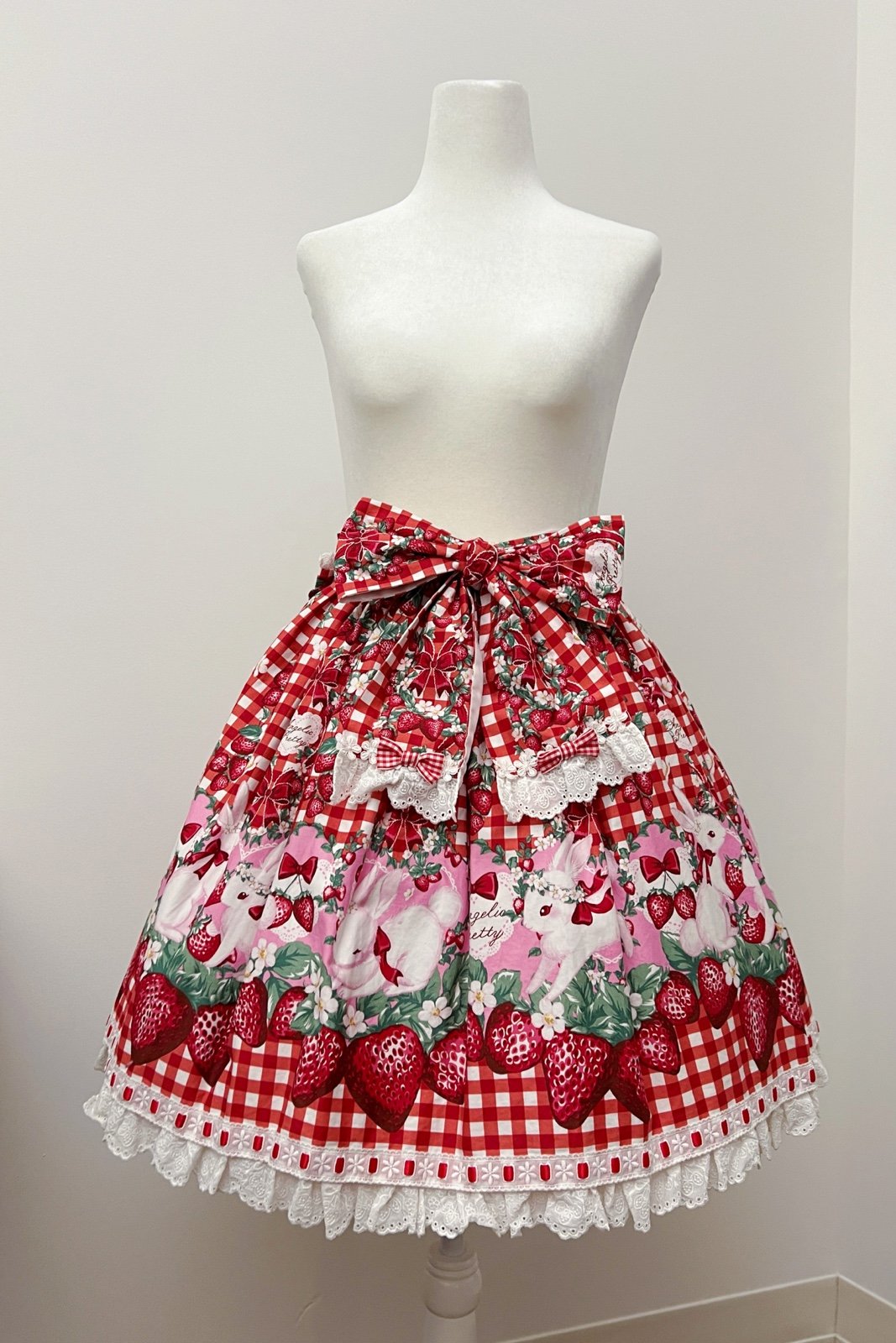 angelic Pretty strawberry and rabbit print skirt