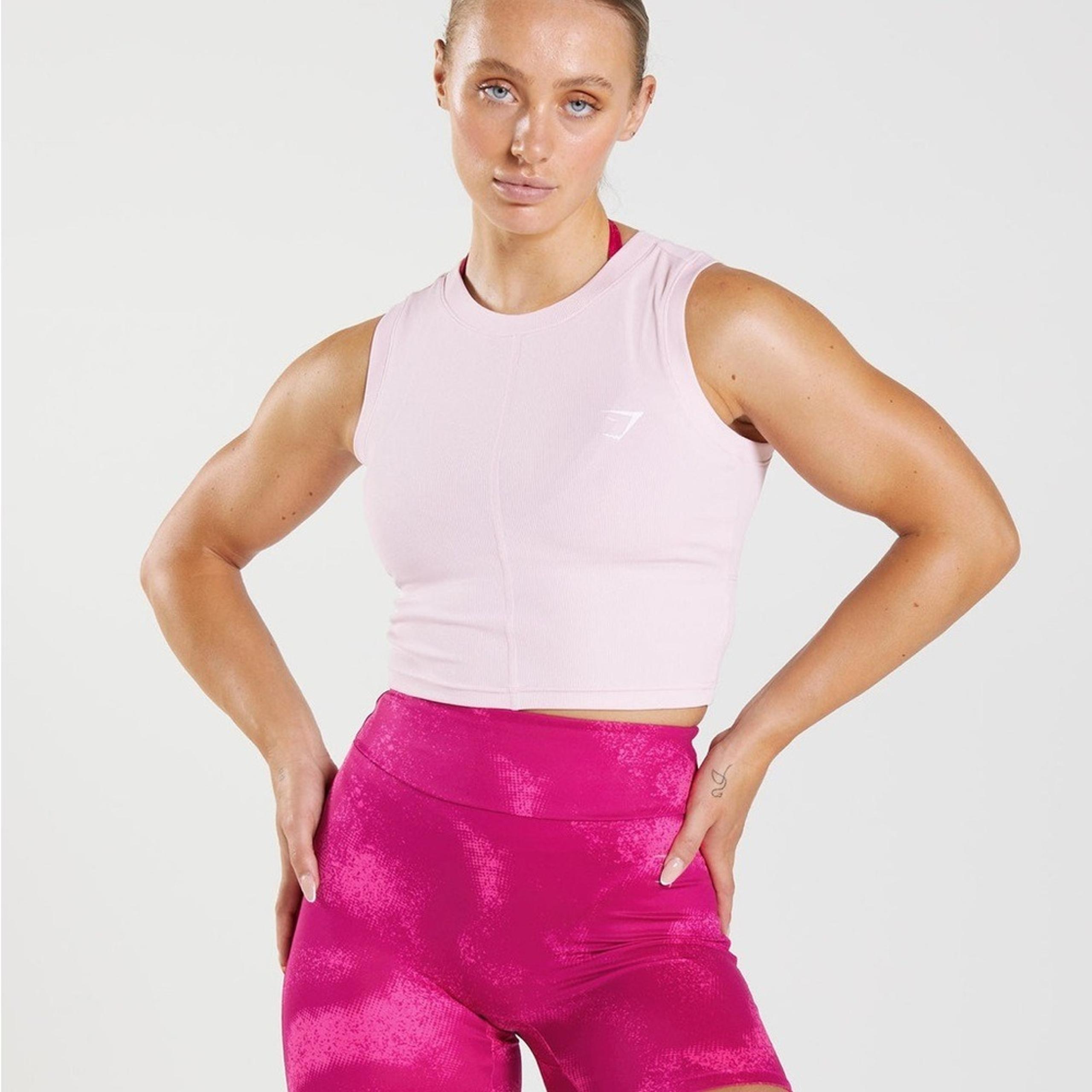 Gymshark Power Ribbed Midi Tank Pink Size XXL NEW