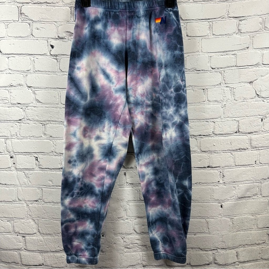 Aviator Nation Hand Dyed Tie-Dye Sweatpants Joggers Comfortable Blue & Purple XS