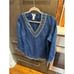 Lilly Pulitzer Blue linen tunic, gold embroidered blouse small