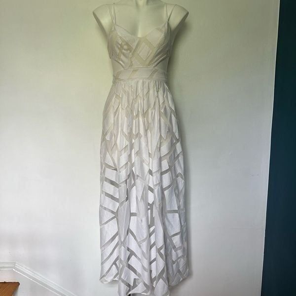 Silence & Noise Cutout white maxi dress geometric nwot