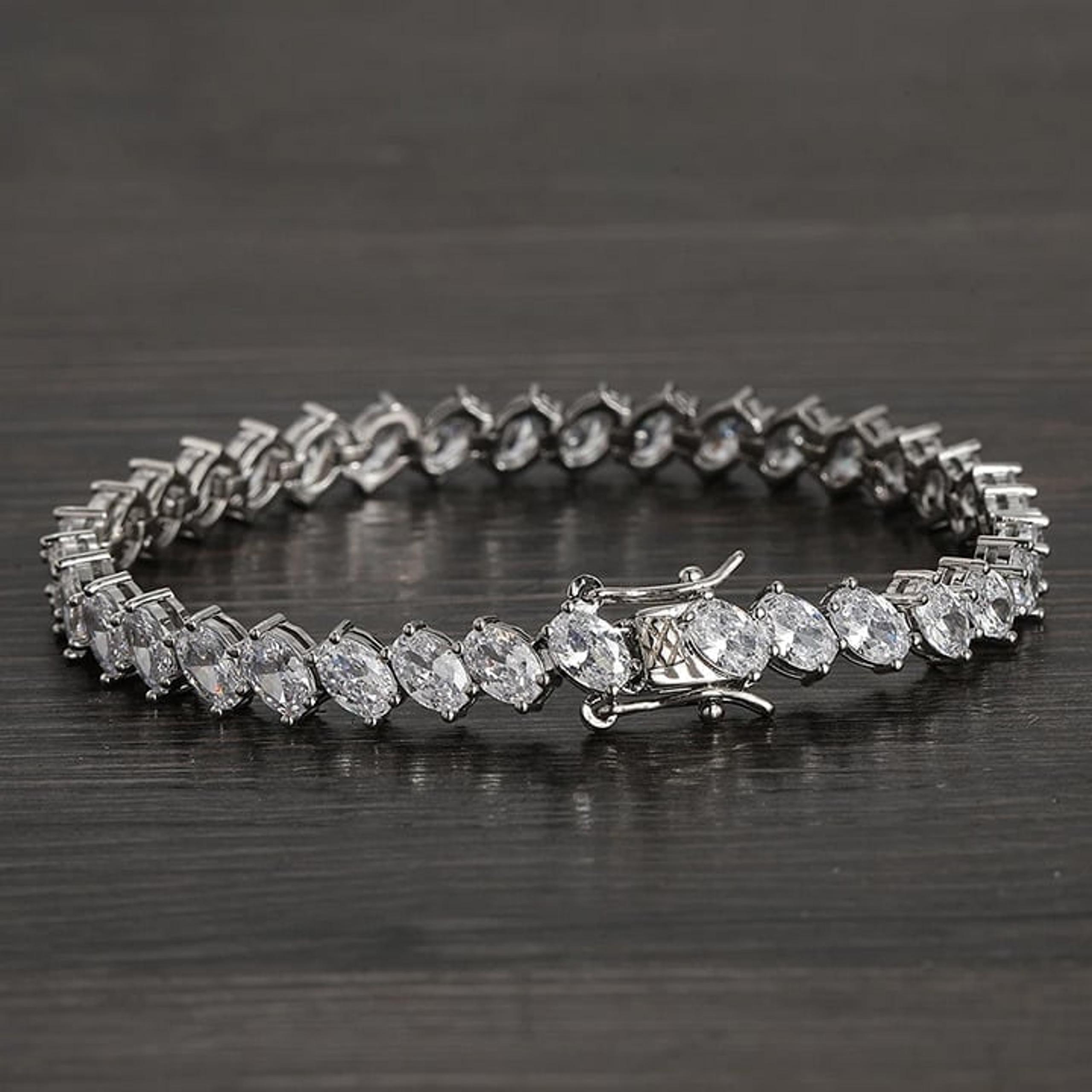 2ct Oval Diamond 7" Womens 14K White Gold Tennis Bracelet 14 K Silver Jewelry