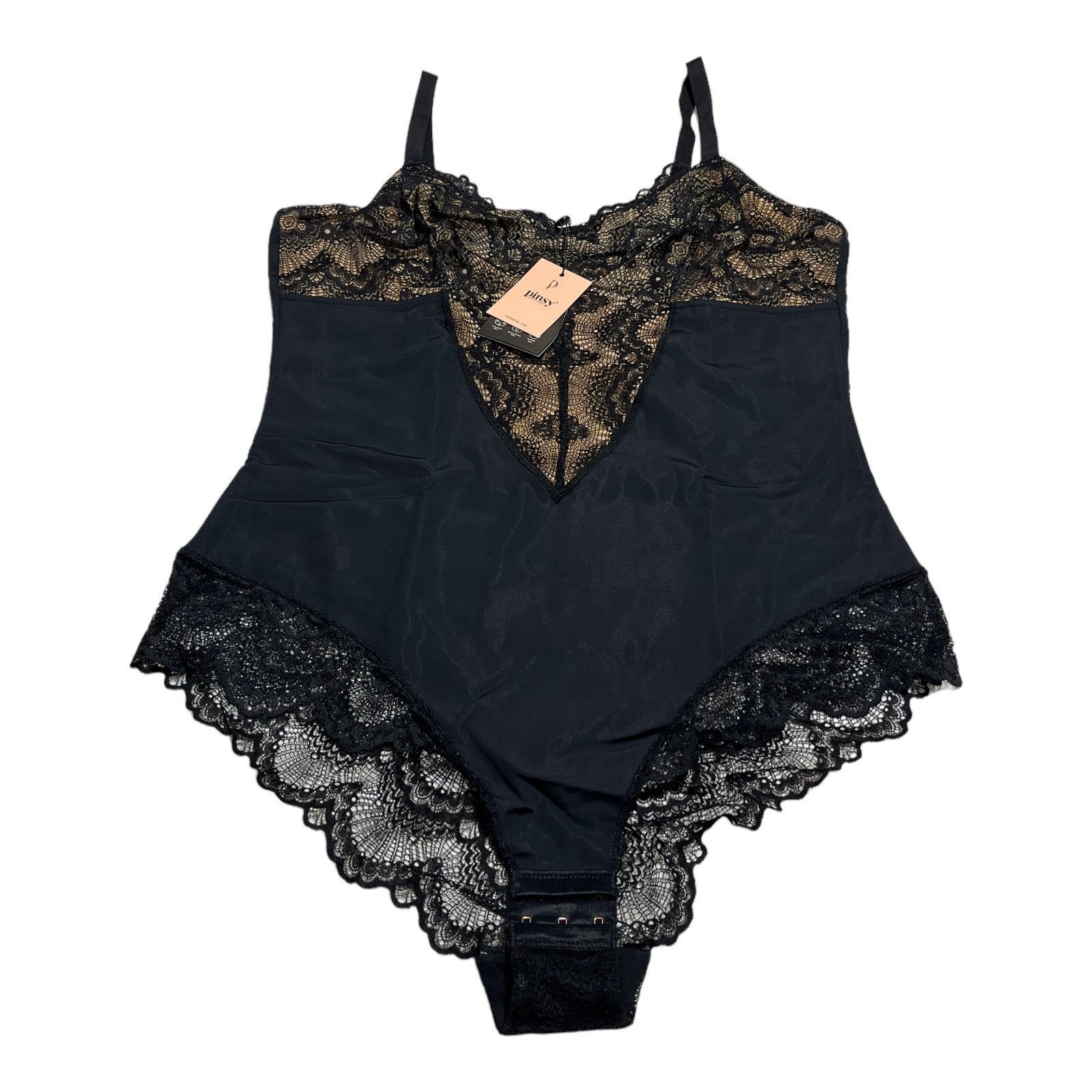 Pinsy Sculpting Lace Shapewear Bodysuit 1X BLACK NEW TAGS NWT