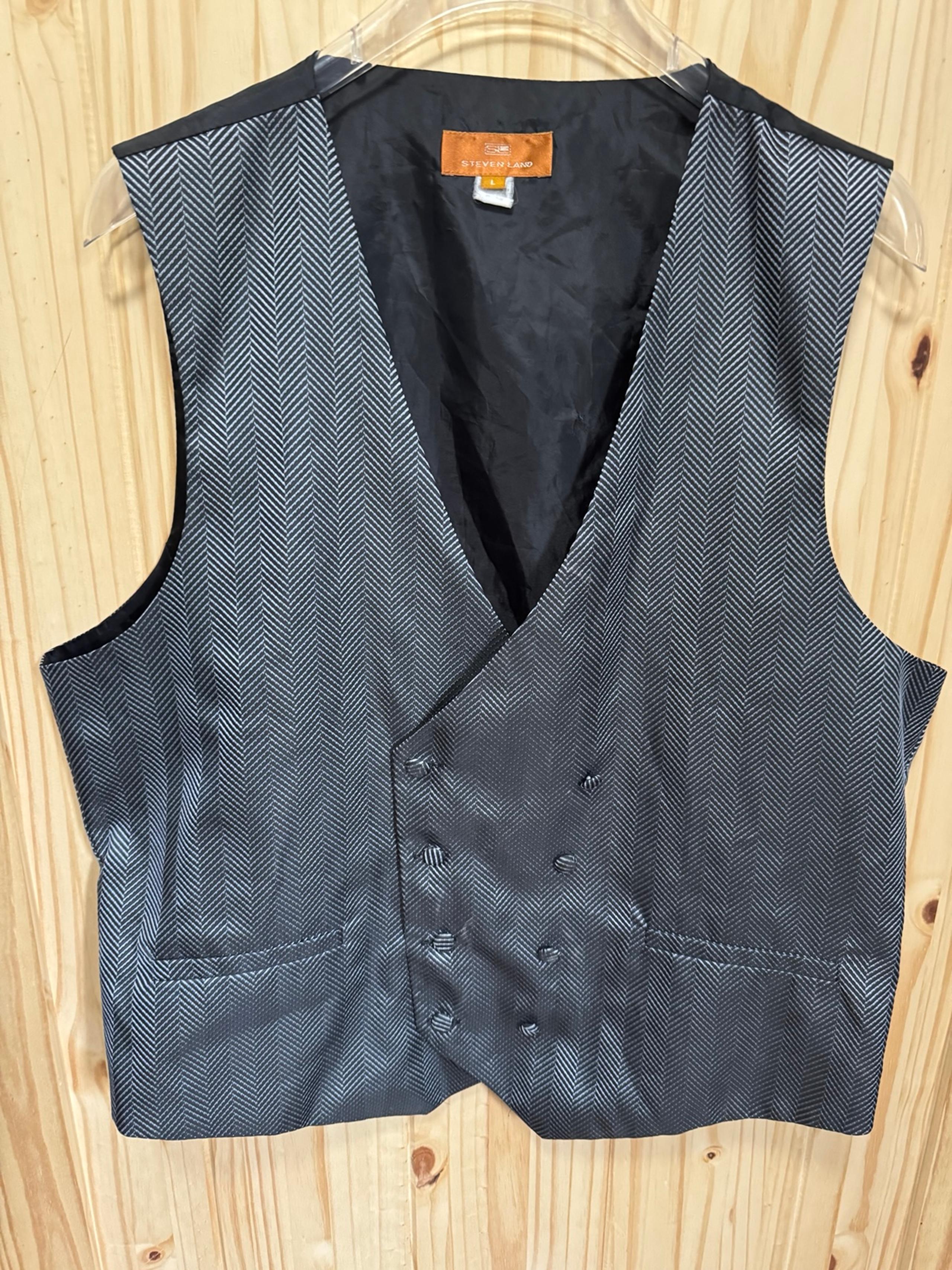 Men’s Large Steven Land Grey Black Formal Vest