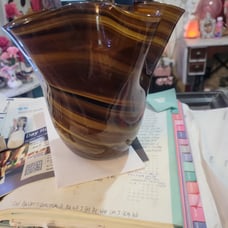 Brown murano style handblown glass gass