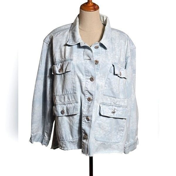 THE GREAT. Light Blue Denim Shirt Jacket