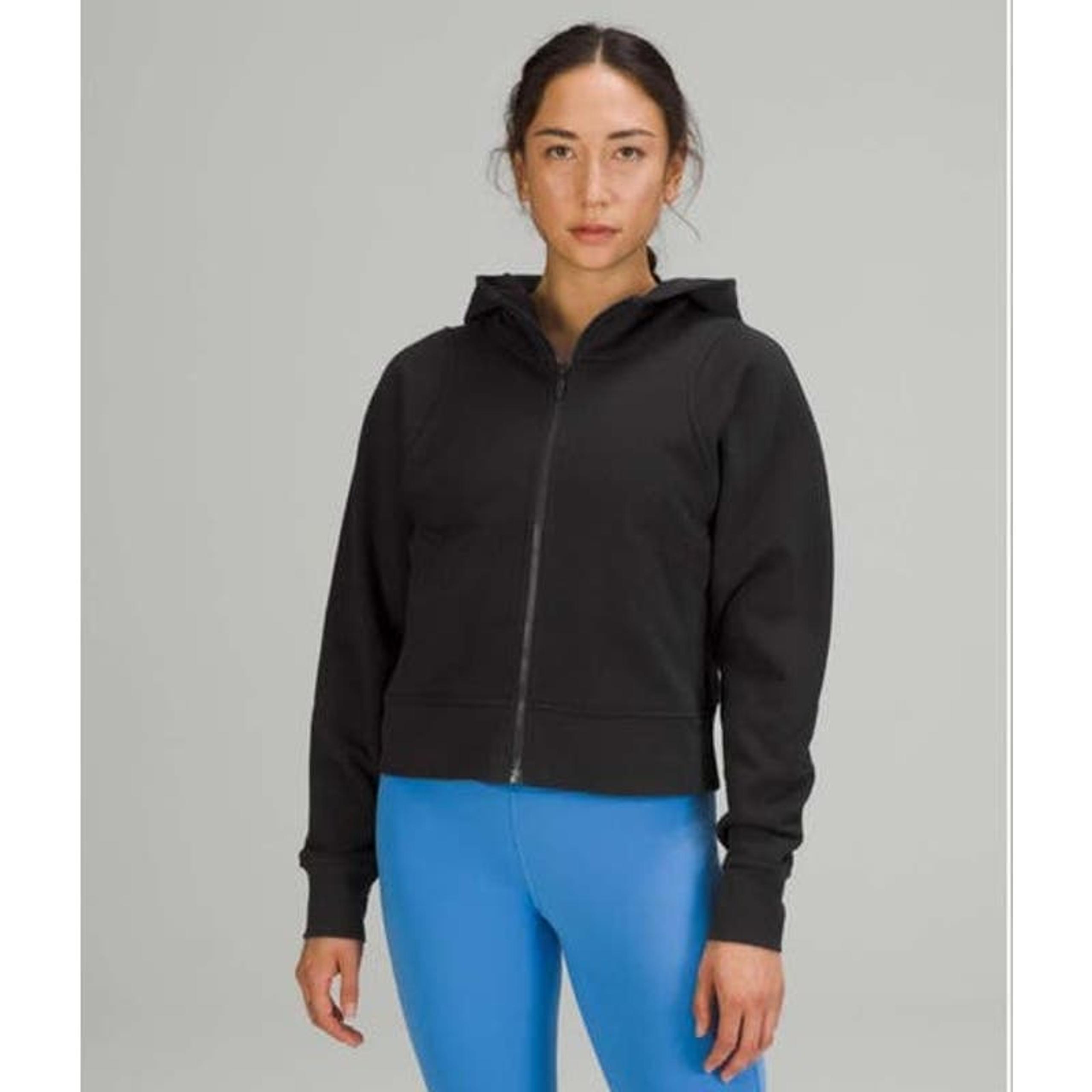 Lululemon Cotton French Terry Zip Hoodie Black Womens Size 10