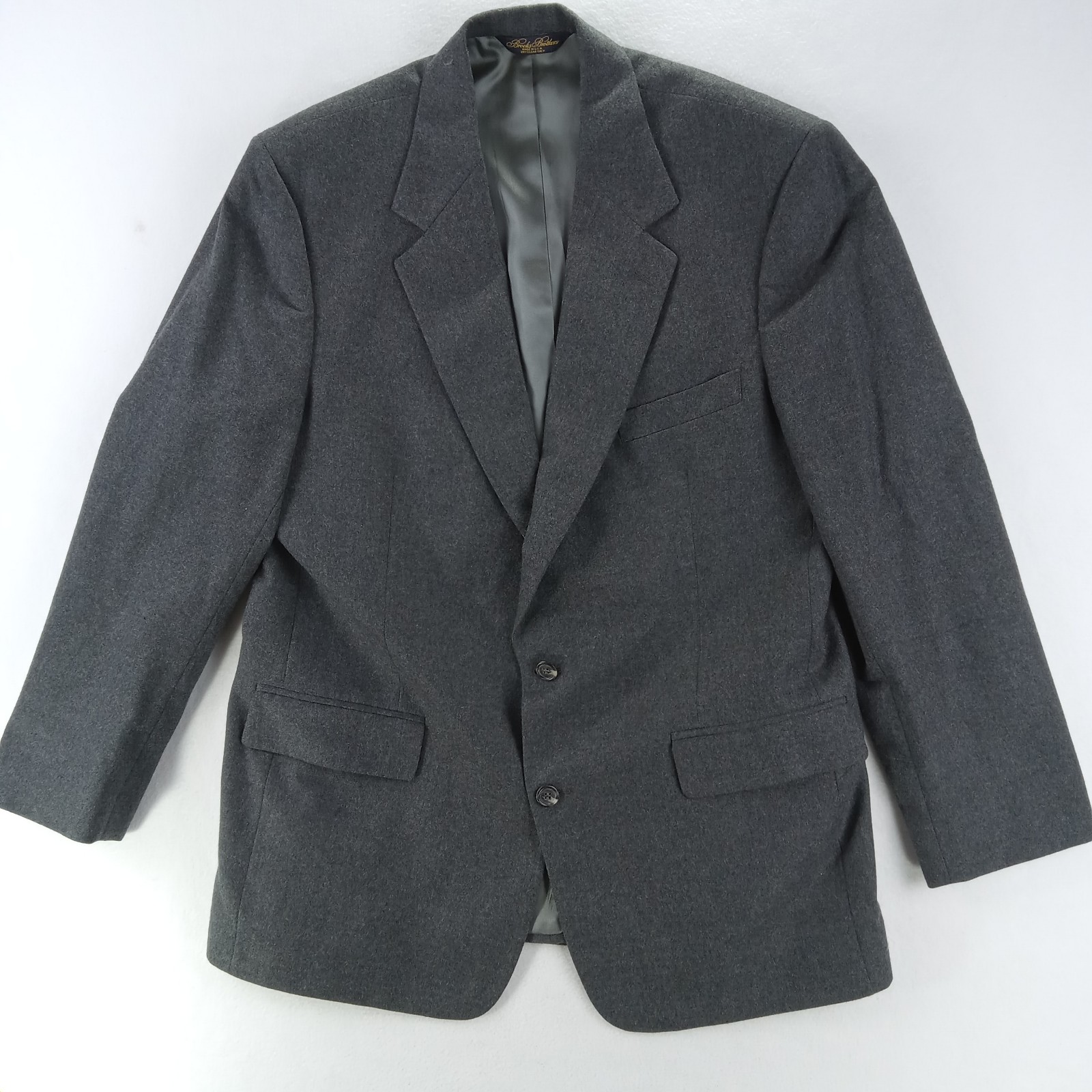 Vtg Brooks Brothers 100% Wool 2 Button Blazer Jacket Gray Men Sz 43R Made In USA