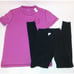 Victoria Secret PINK Set T Shirt & Leggings Small Black Pink Short Sleeve Solid