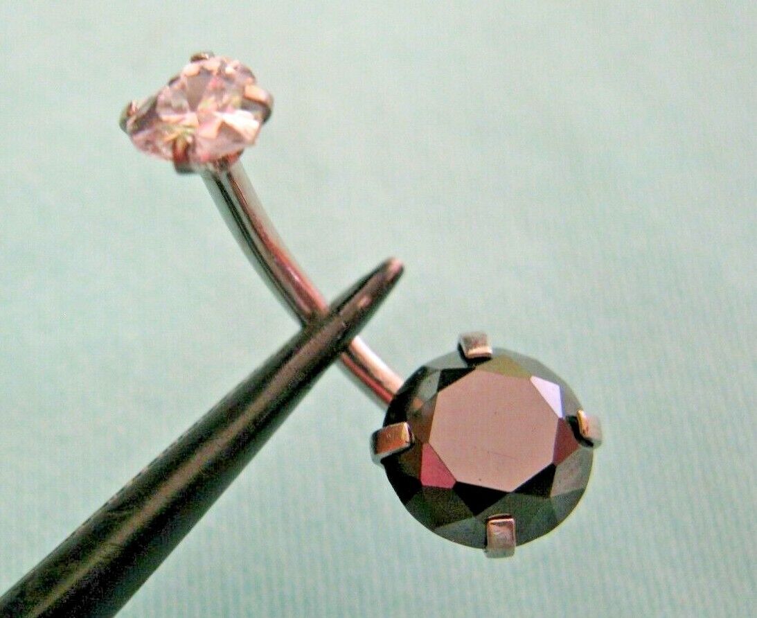 2.21ct 100% REAL BLACK DIAMOND BELLY RING w/PINK HEART, DOUBLE, CERT,DIA TESTER