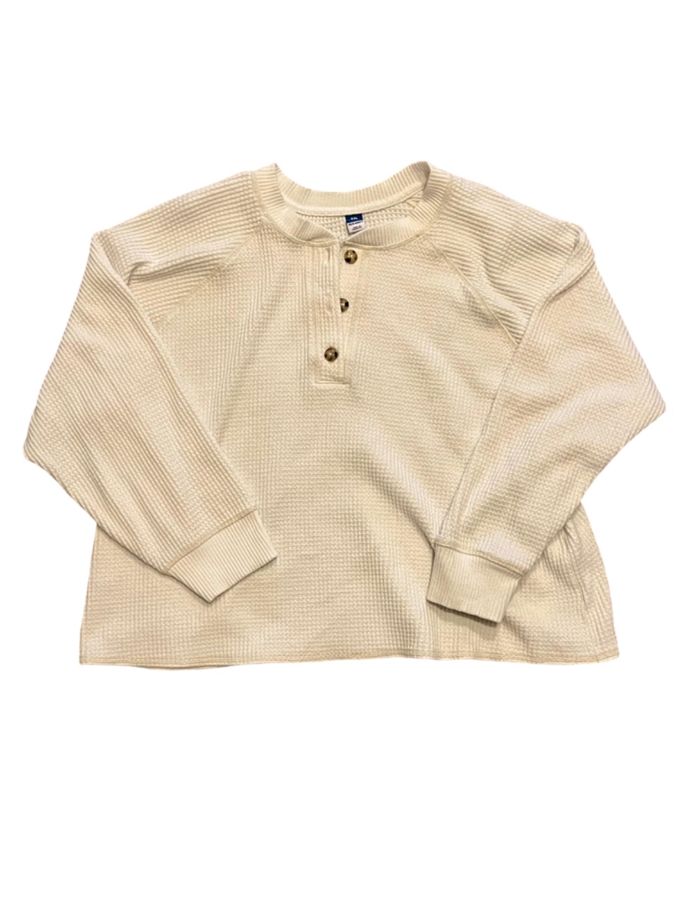 Old Navy Waffle Knit Thermal Top Size 2XL White Cozy Tunic Relaxed