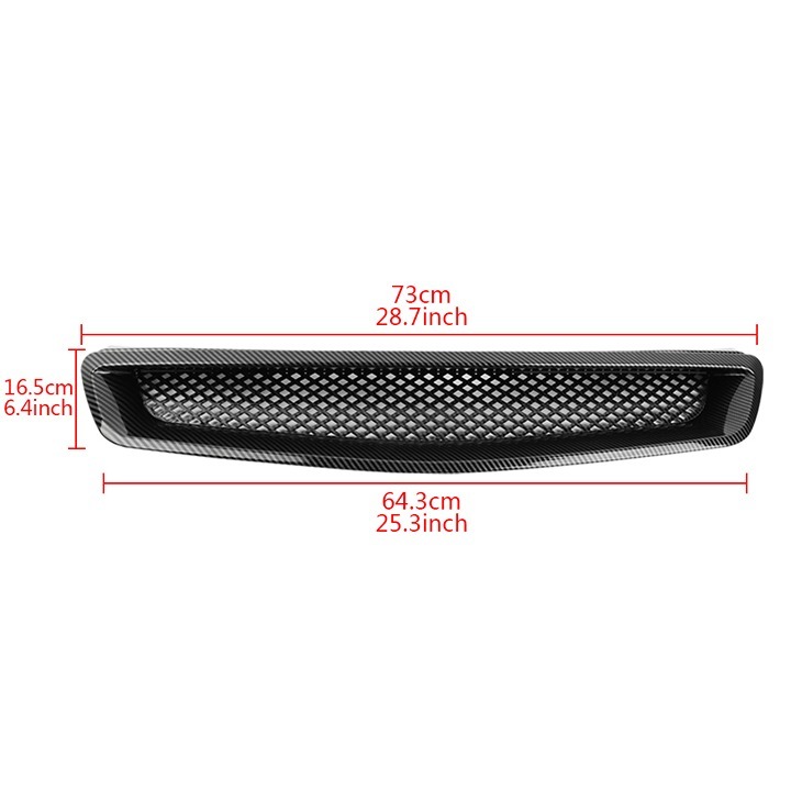 NEW 1999-2000 Honda Civic EK JDM Type-R Carbon Fiber Style Mesh Front Grille