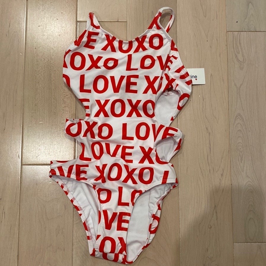 Submarine girls love xo white red swimsuit
