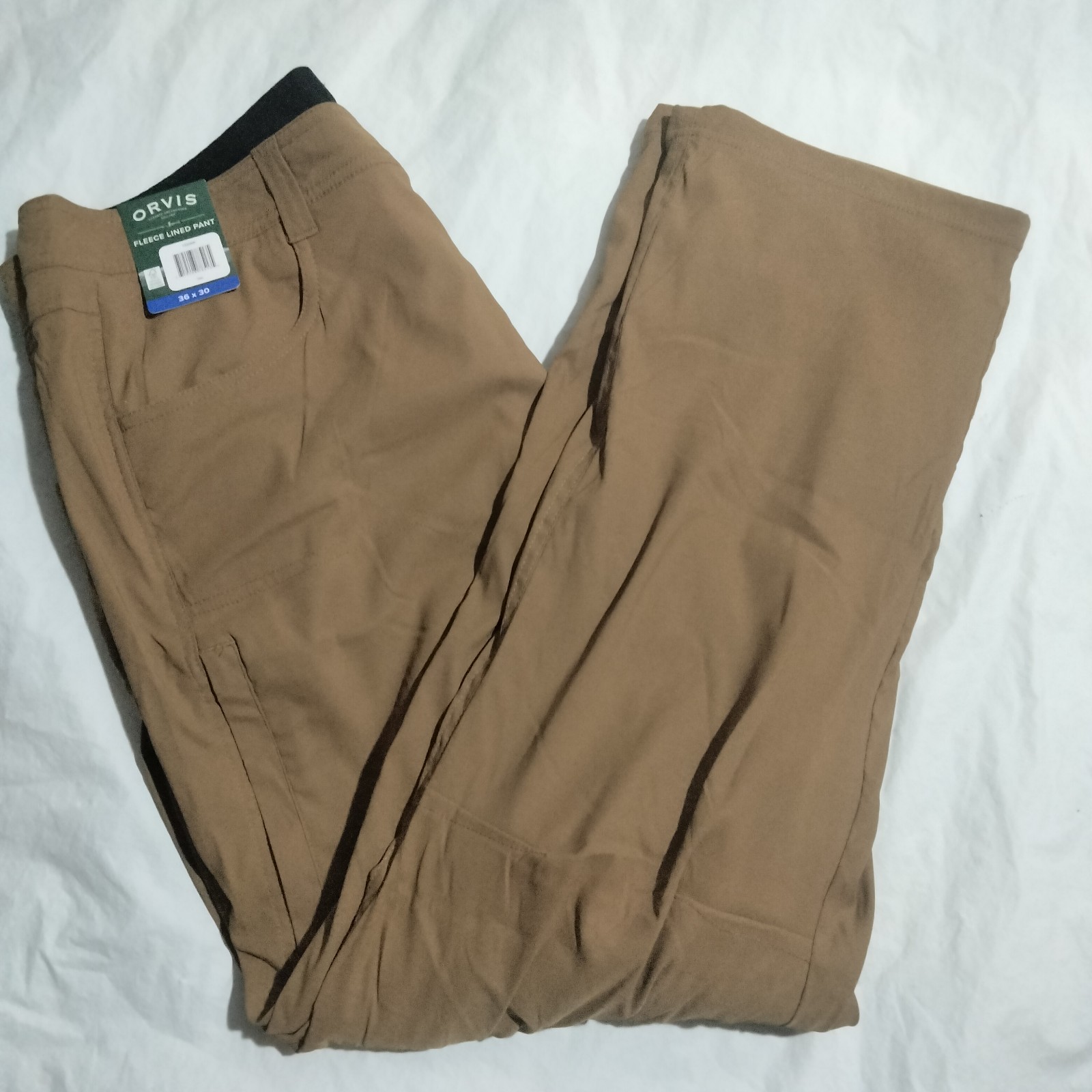 Orvis Fleece Lined Pants Men 36X30 Brown Straight Leg Stretch Cargo NWT