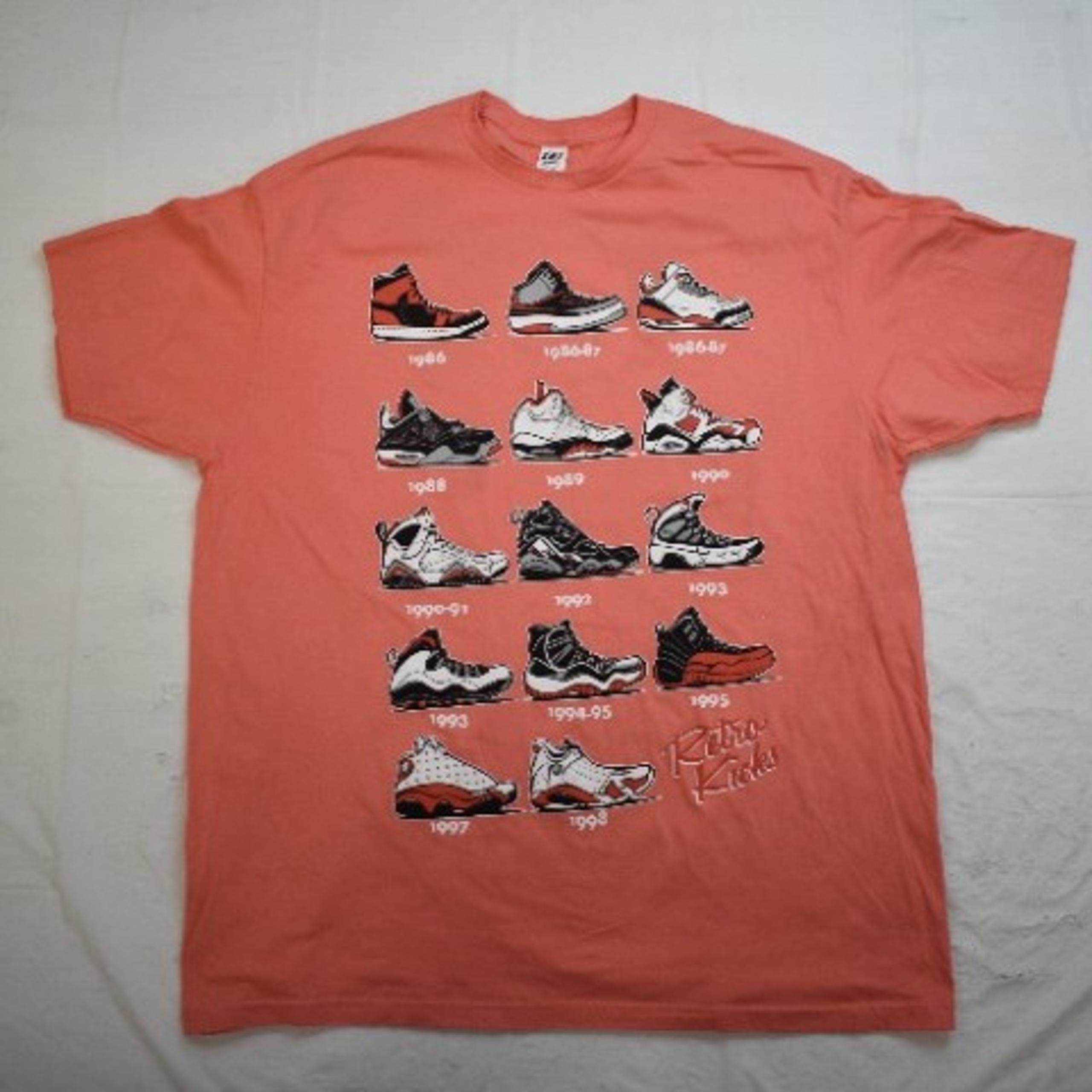 Mens Retro Kicks Jordan Shoes Chart Salmon Color Shirt New 2XL