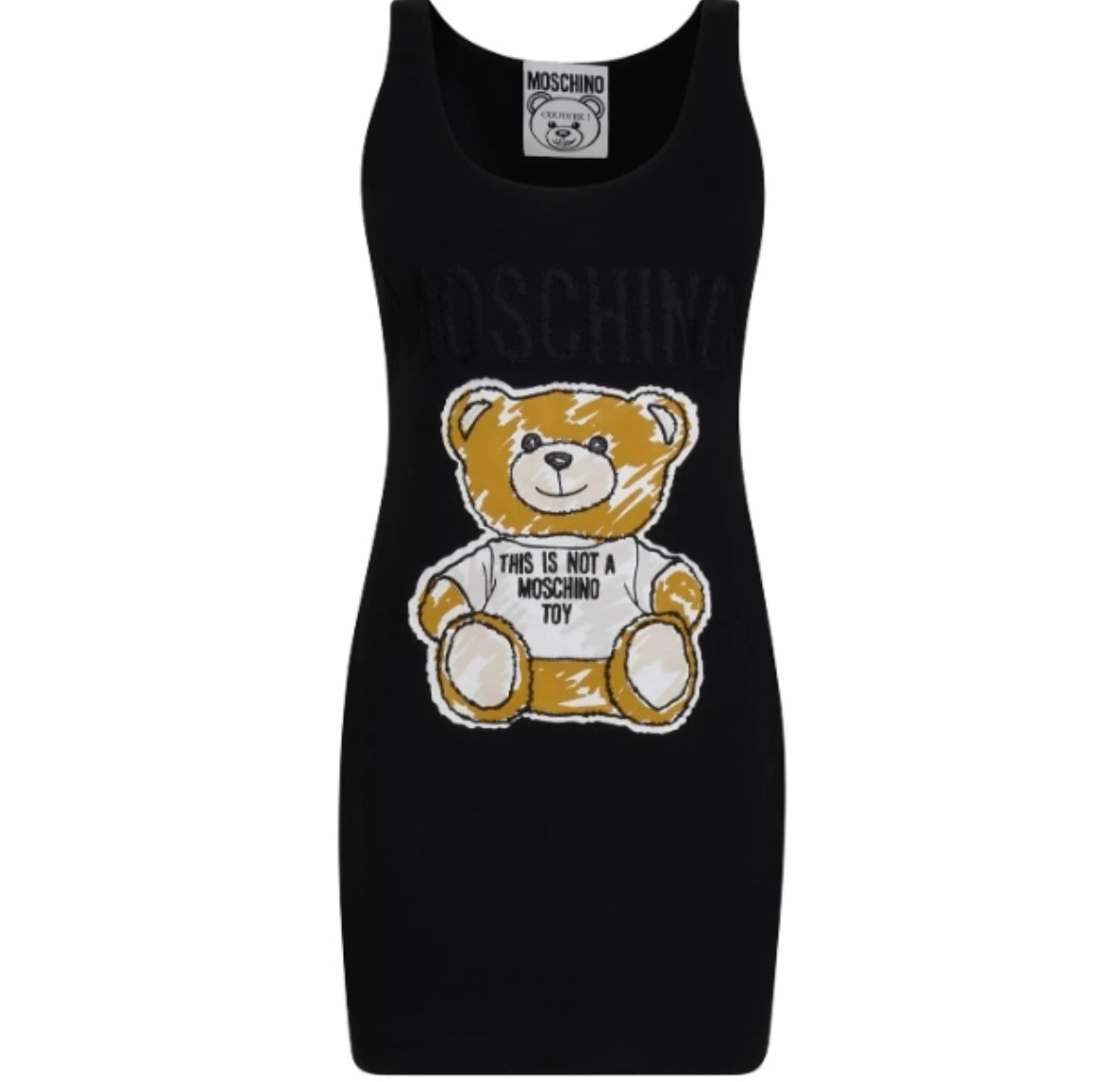 Moschino Womens Black Not A Toy Embroidered Mini Sleeveless Cotton Dress US 8