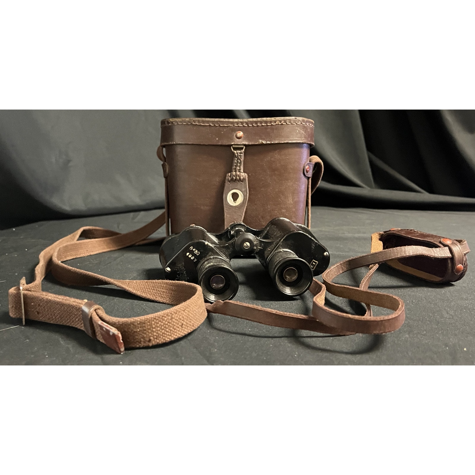 Soviet Union Military 6x30 Binoculars - 1937 - With Leather Case Complete