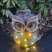 Owl Garden Statue, Resin Owl Figurine Garden Lawn Ornaments with Solar LED