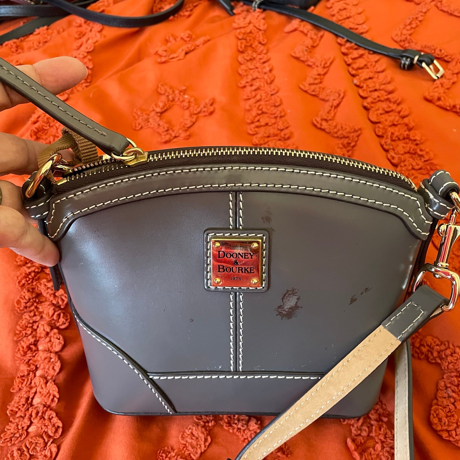 Dooney & Bourke Gray Leather Crossbody Bag
