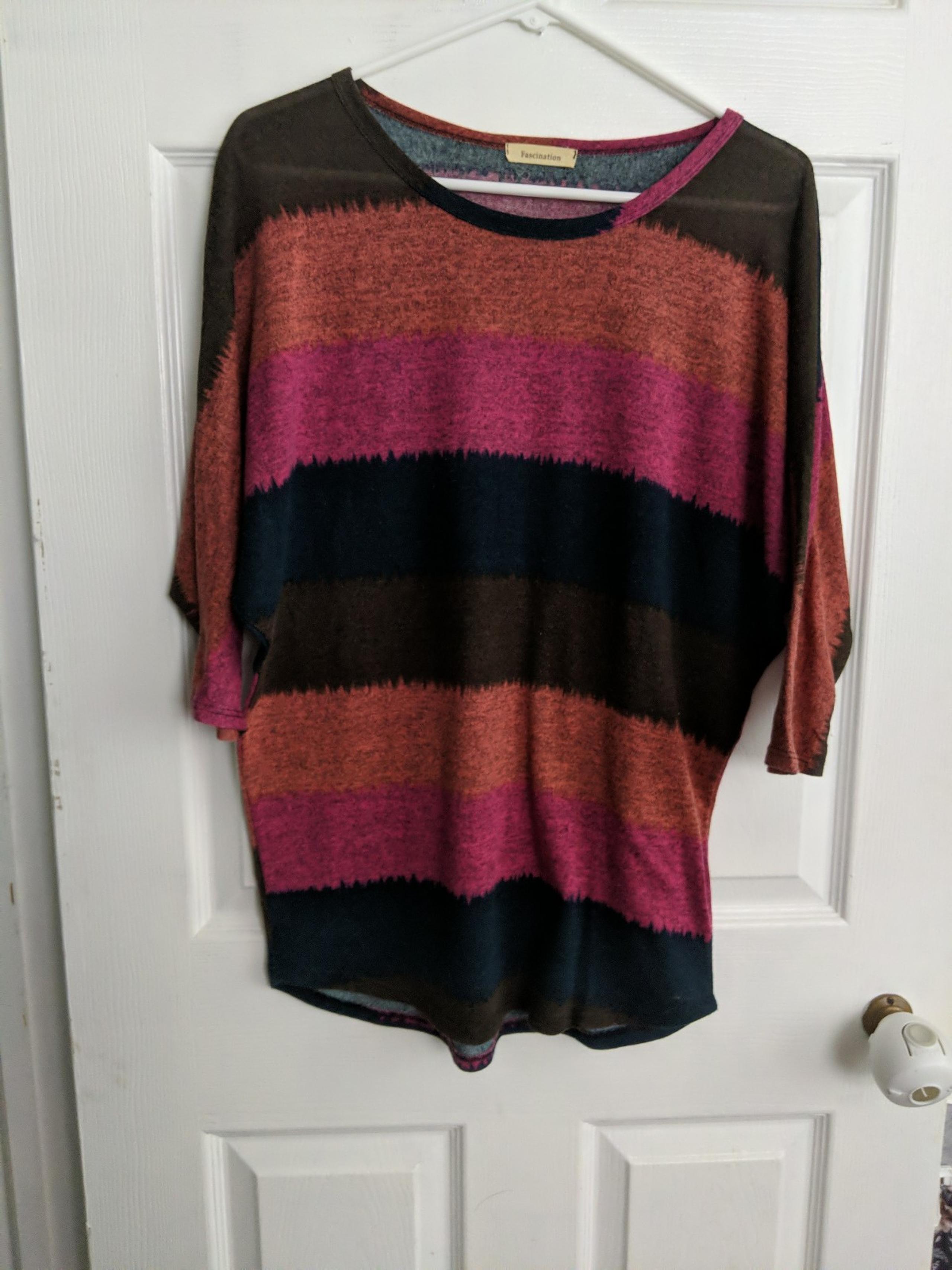 Women's small boutique stripe tunic multi color