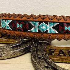Beaded leather Dog collar