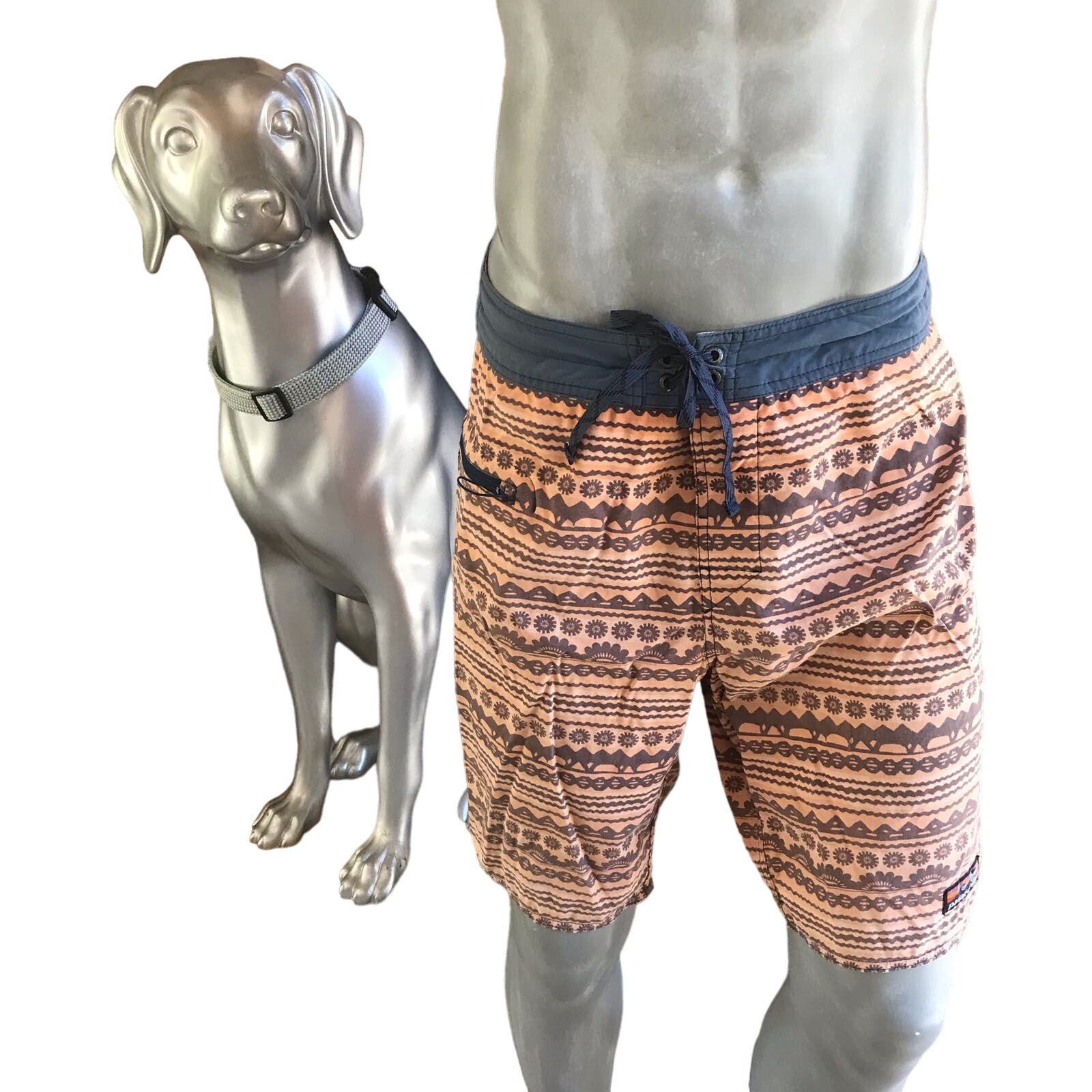 Patagonia Stretch Wavefarer Orange Patterned Shorts Men's Size Large