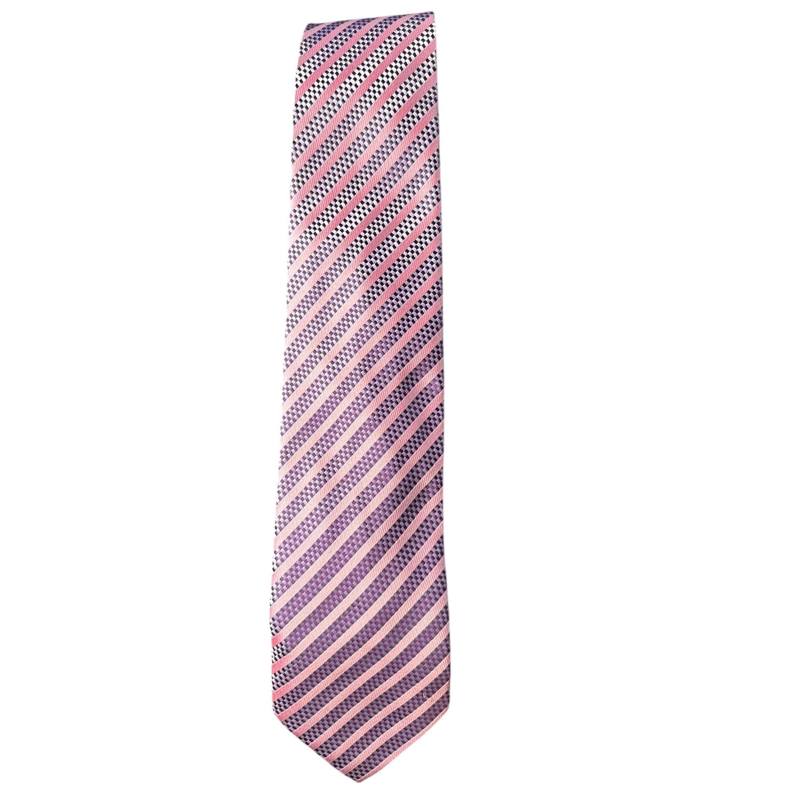 Pegasus Striped Necktie Pink Purple Diagonal Pattern Business Handmade
