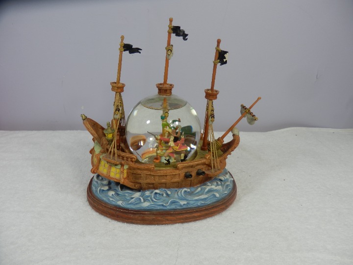 Disney Peter Pan Large Vintage Snow Globe Music Box “You Can Fly” Rare