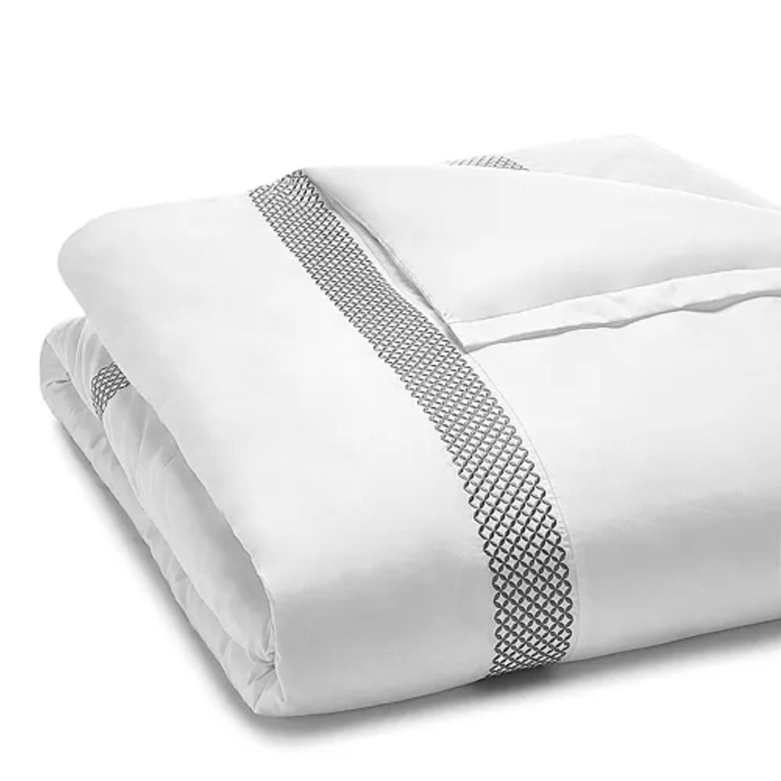 Hudson Park Collection Silver 500TC Embroidered Geo Duvet Cover, Twin NEW in Box