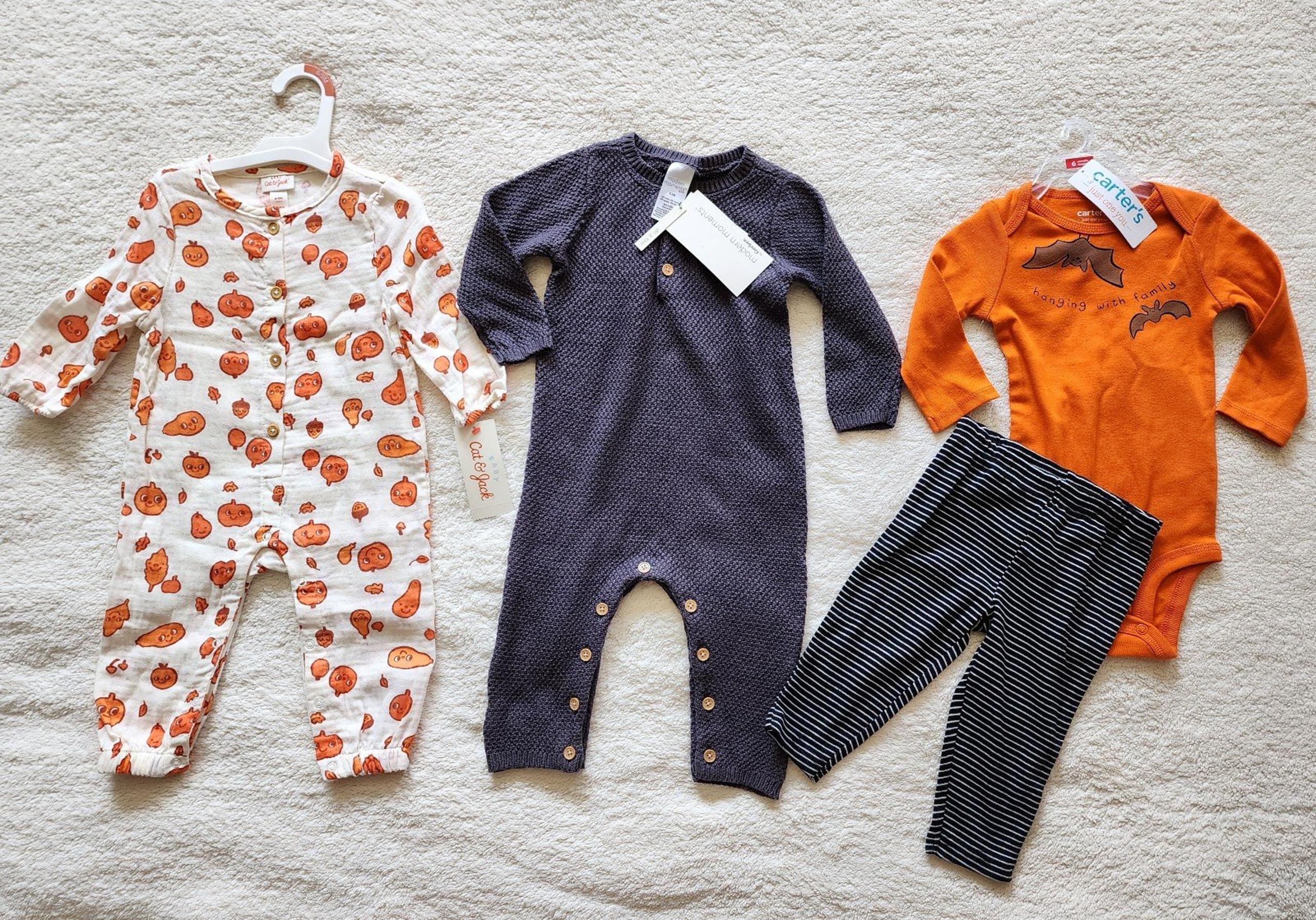 NWT baby boy girl unisex fall Halloween Thanksgiving clothes bundle, size 6/9 mn