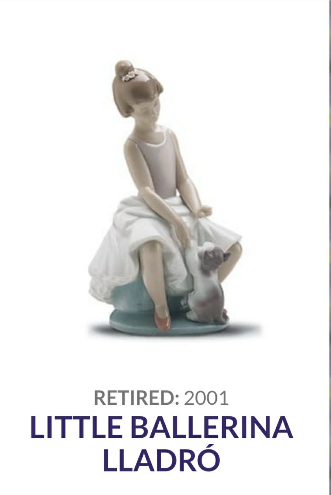 Retired Lladro ballerina with cat