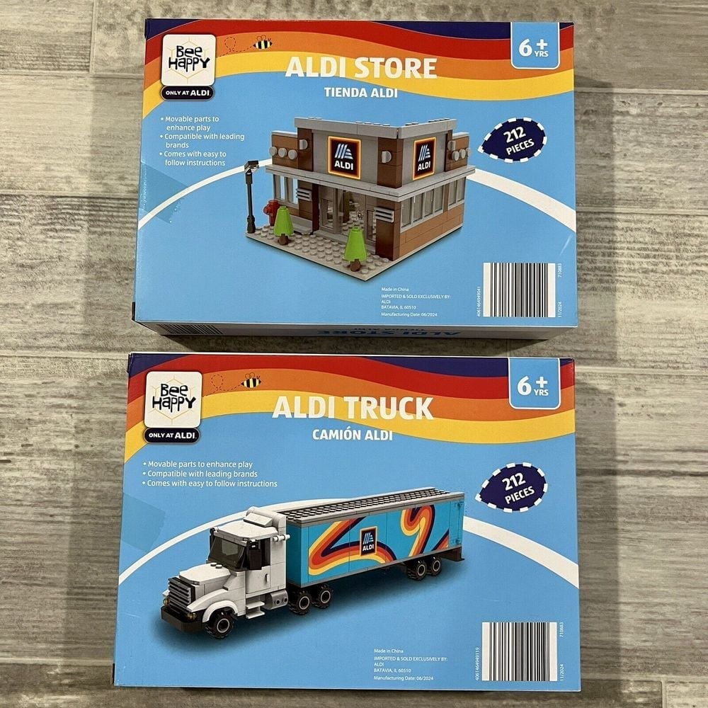Bee Happy Aldi Truck and Aldi Store Brick Building Sets Lot