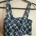 Compañia Fantastica NWT Crop Top Bralette 100% Cotton Blue White Abstract Print