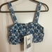 Compañia Fantastica NWT Crop Top Bralette 100% Cotton Blue White Abstract Print