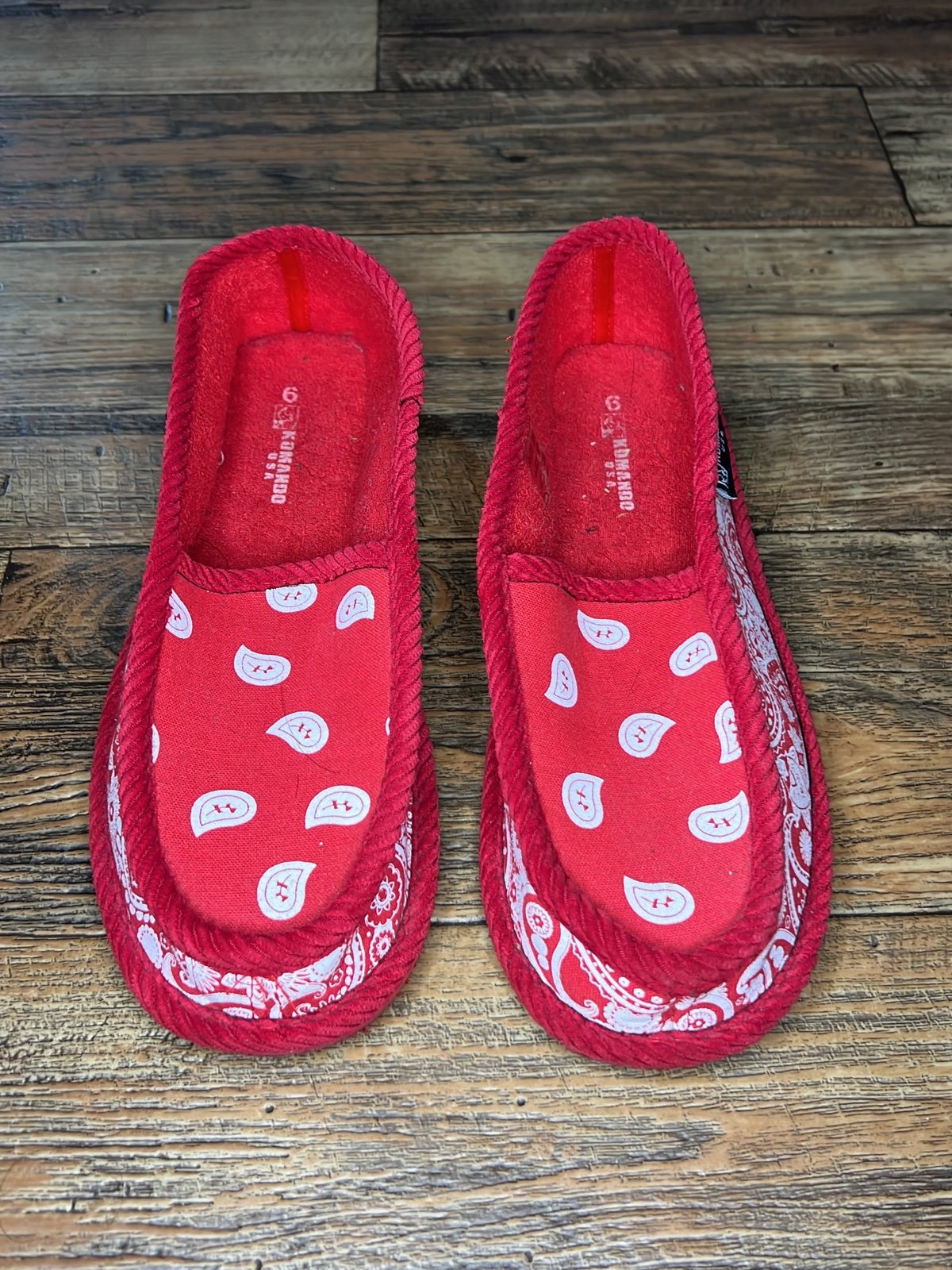 red bandanna slippers
