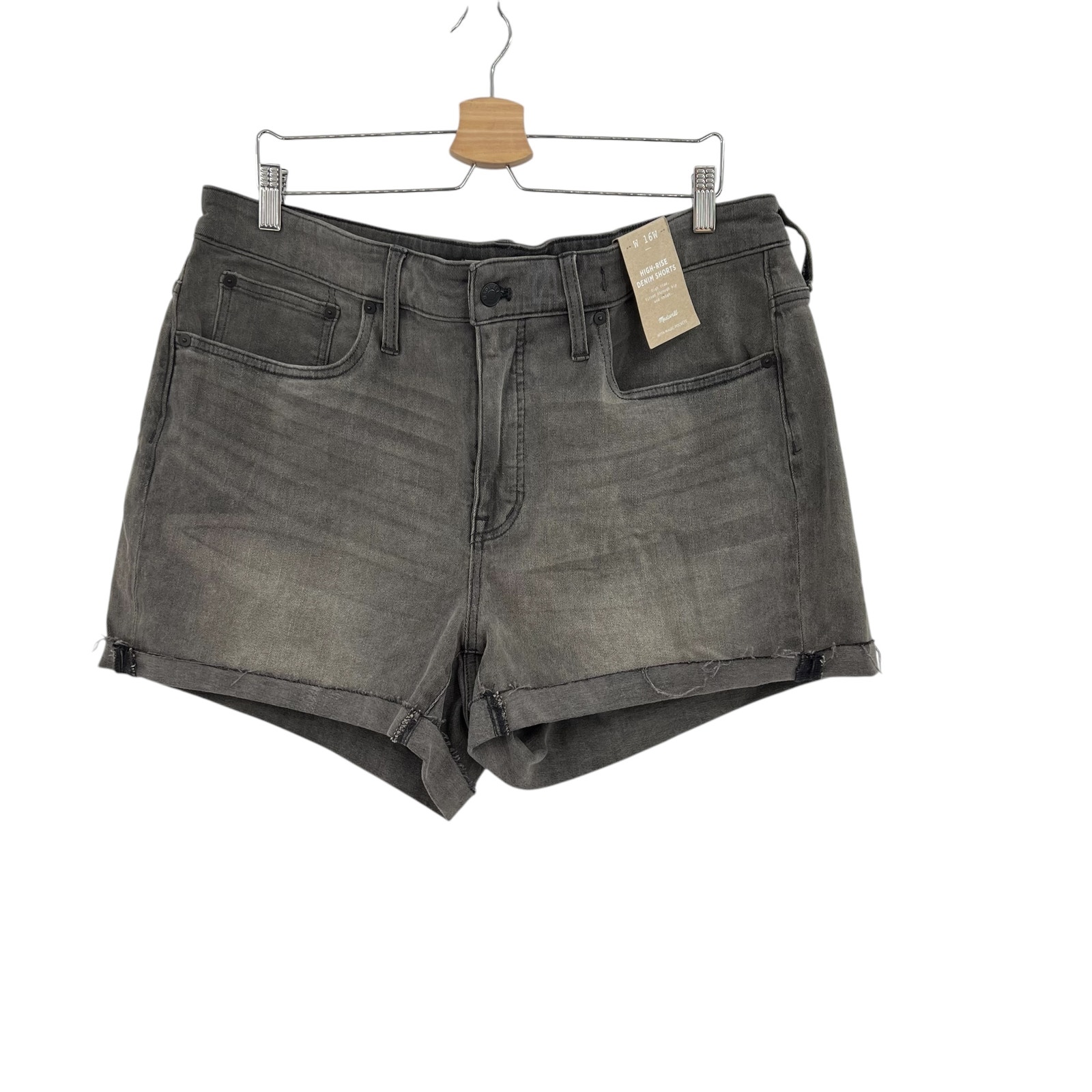 Madewell High Rise Denim Shorts Slater Wash Gray Black Plus Size 16W