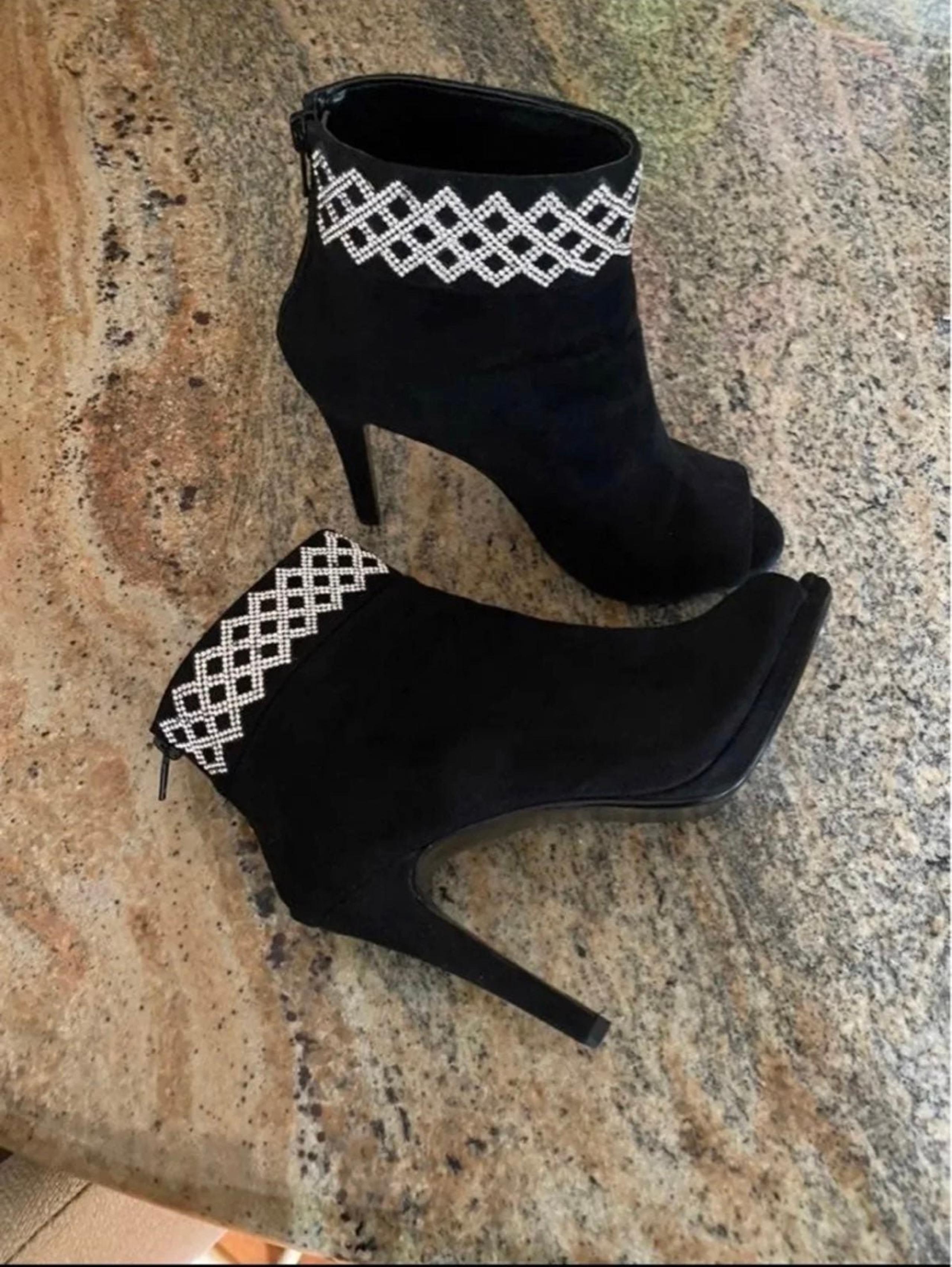 Caparros Electra Rhinestone Cuffed Peep Toe Booties